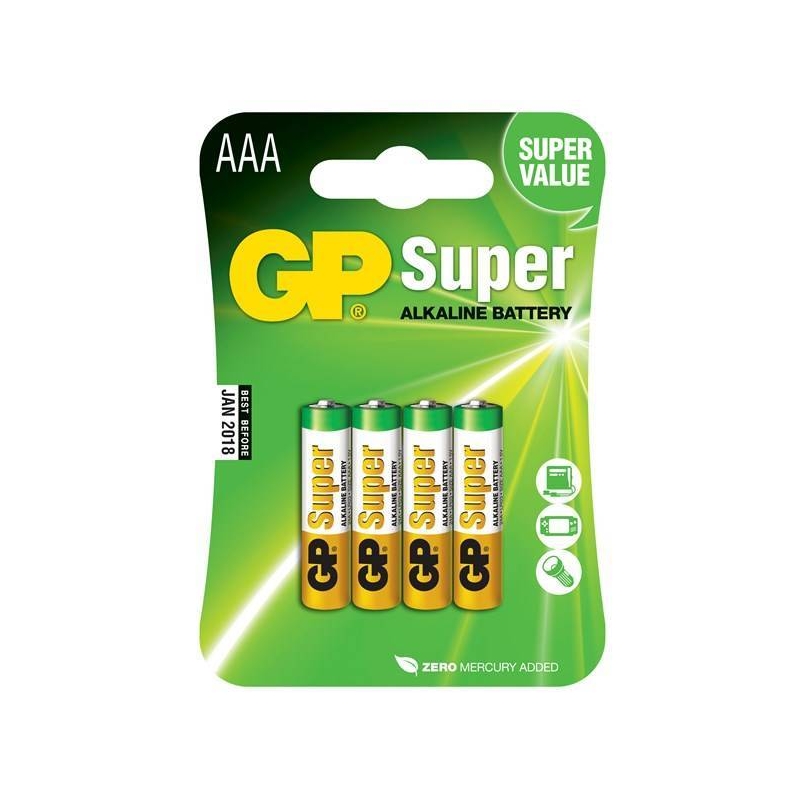 Batterijen AAA GP super 4 stuks Batterijen AAA GP super 4 stuks