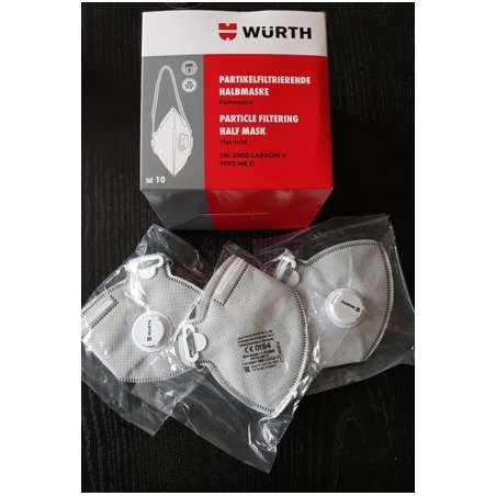 Wurth mondmaskers FFP2 carbon wegwerp