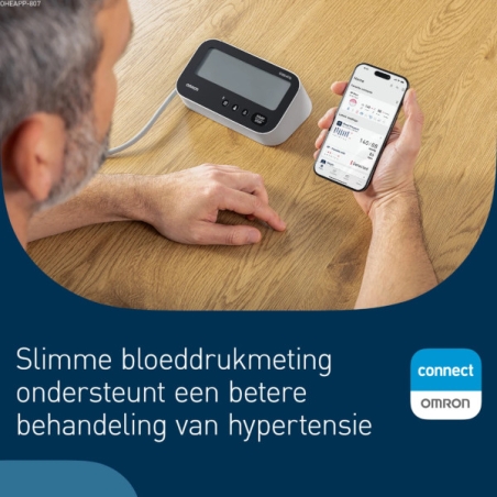 Bloeddrukmeter Omron M4 Connect AFIB connectie via Ormon Connect app
