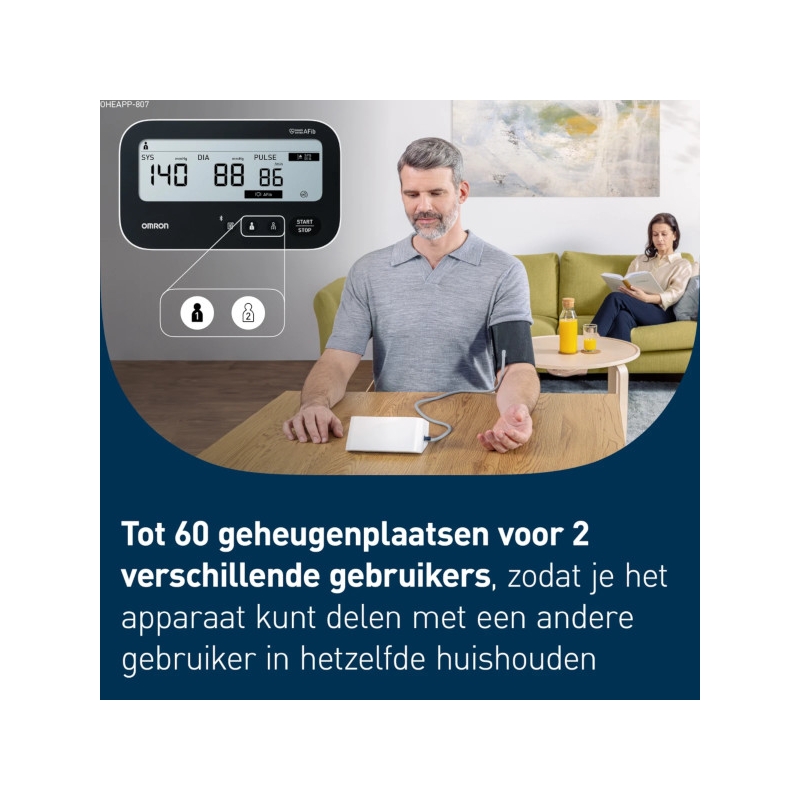 Bloeddrukmeter Omron M4 Connect AFIB geheugen voor twee personen
