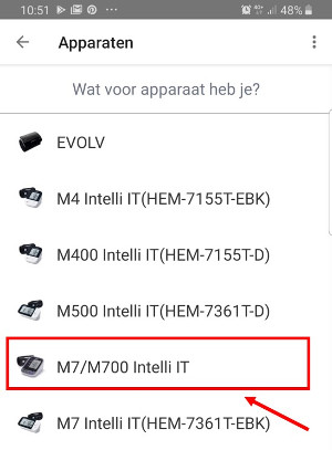 Omron M7 Intelli IT HEM7322T-E in de app